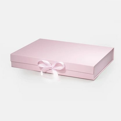 A3 Extra Shallow Magnetic Gift Box Pink with ribbon