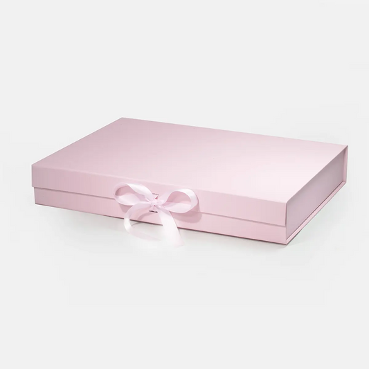 A3 Extra Shallow Magnetic Gift Box Pink with ribbon