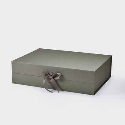 A3 Shallow Magnetic Gift Box Gray with ribbon