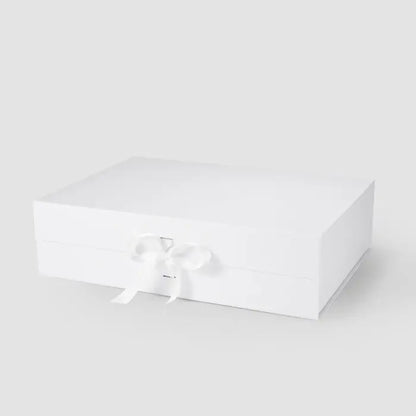 A3 Shallow Magnetic Gift Box White with ribbon