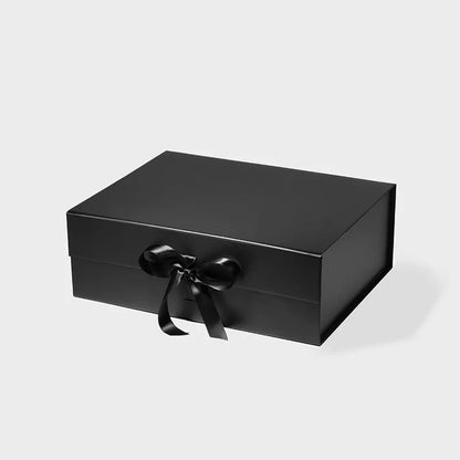 A4 Deep Magnetic Gift Box Black with ribbon