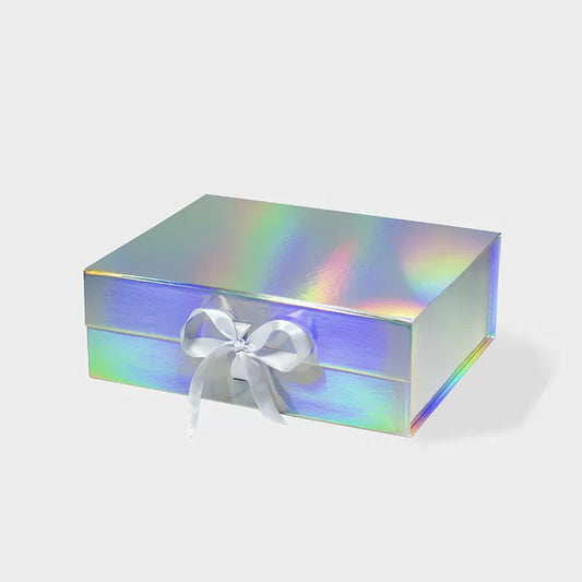 A4 Deep Magnetic Gift Box Holographic with ribbon