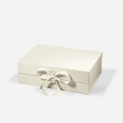 A4 Deep Magnetic Gift Box Ivory with ribbon