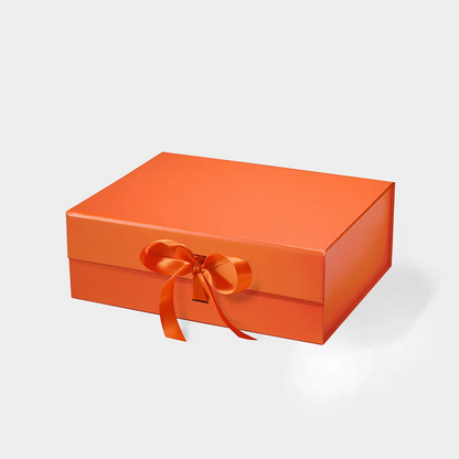 A4 Deep Magnetic Gift Box Orange with ribbon