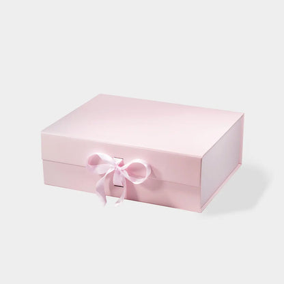 A4 Deep Magnetic Gift Box Pink with ribbon