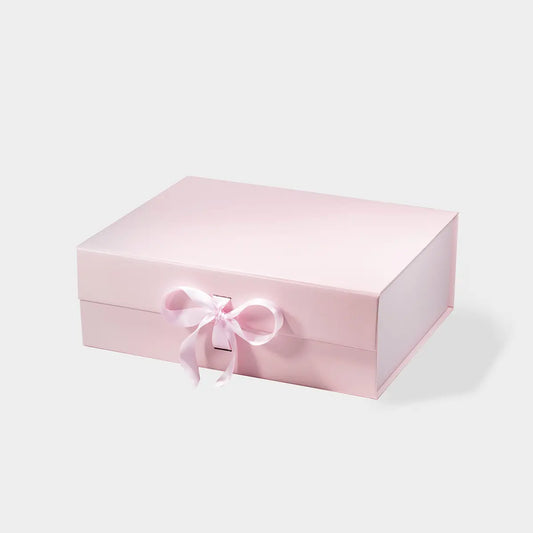 A4 Deep Magnetic Gift Box Pink with ribbon