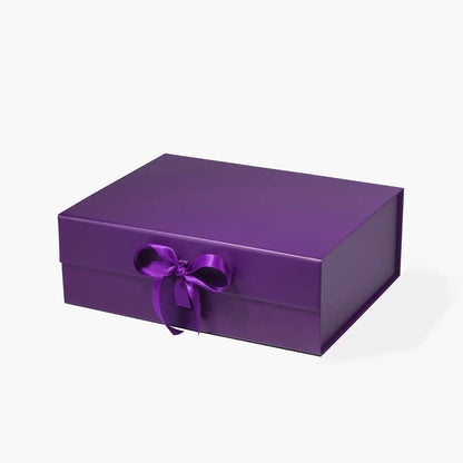 A4 Deep Magnetic Gift Box Purple with ribbon