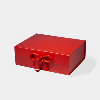 A4 Deep Magnetic Gift Box Red with ribbon