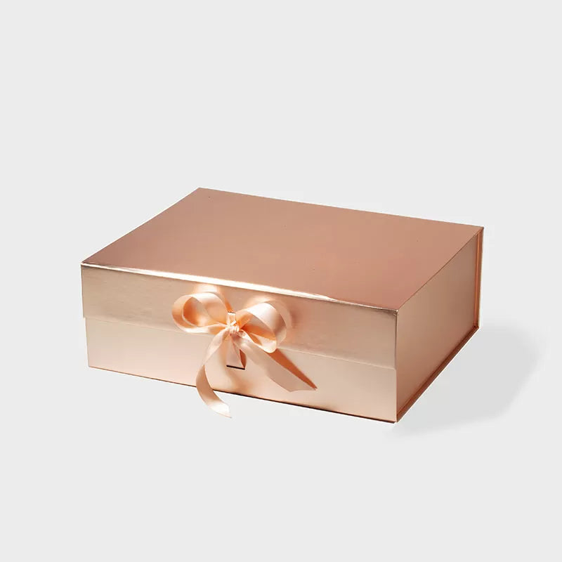 A4 Deep Magnetic Gift Box Rose Gold with ribbon