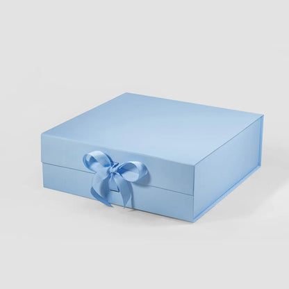A4 Square Magnetic Gift Box Baby Blue with ribbon
