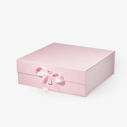 A4 Square Magnetic Gift Box Pink with ribbon
