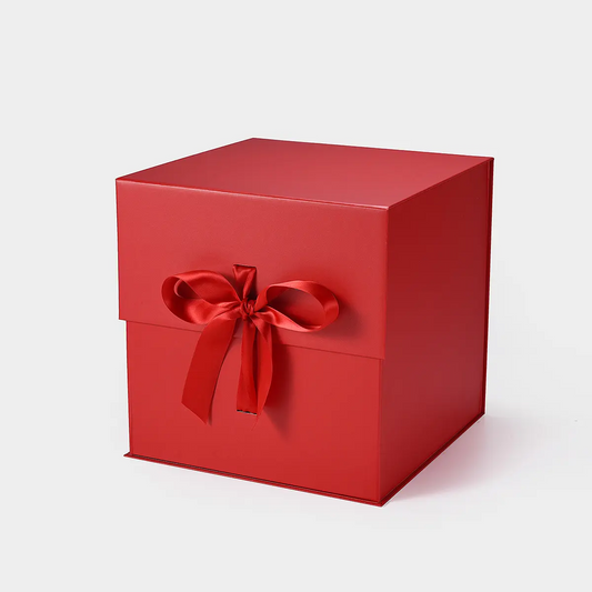 A5 Cube Magnetic Gift Box Red with ribbon