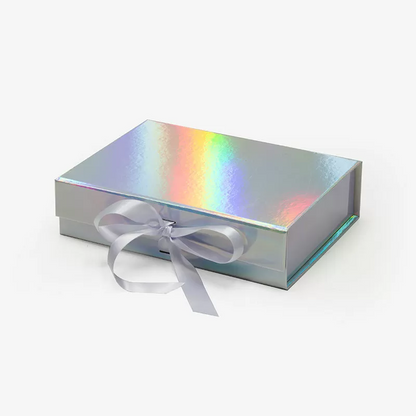 A5 Holographic Shallow Magnetic Gift Box With Ribbon - Liyueyi Gift Box Boutique