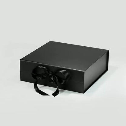 A5 Square Magnetic Gift Box Black with ribbon