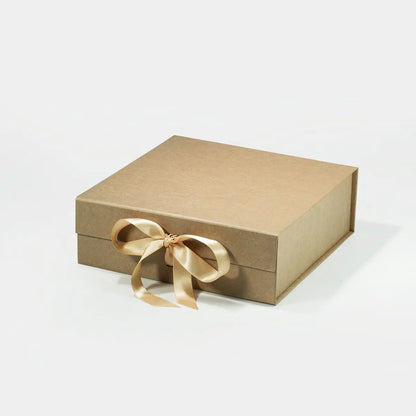 A5 Square Magnetic Gift Box Kraft with ribbon