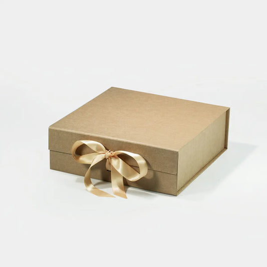 A5 Square Magnetic Gift Box Kraft with ribbon