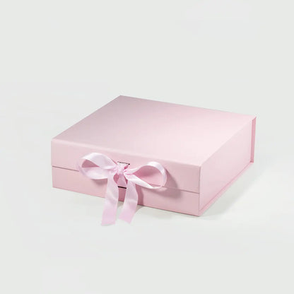 A5 Square Magnetic Gift Box Pink with ribbon