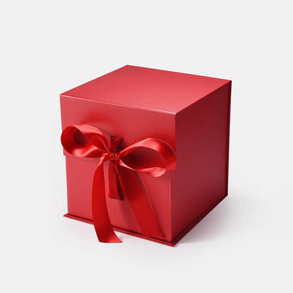 A6 Cube Magnetic Gift Box Red with ribbon