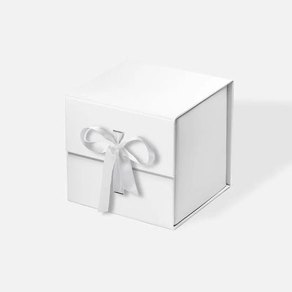 A6 Cube Magnetic Gift Box White with ribbon