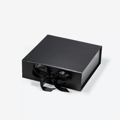 A6 Square Magnetic Gift Box Black with ribbon