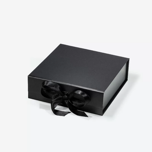 A6 Square Magnetic Gift Box Black with ribbon