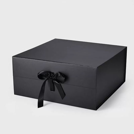 A3 Square Black Magnetic Gift Box with Ribbon