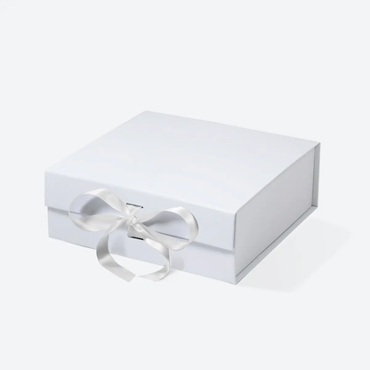 B6 Square White Magnetic Gift Box with Ribbon