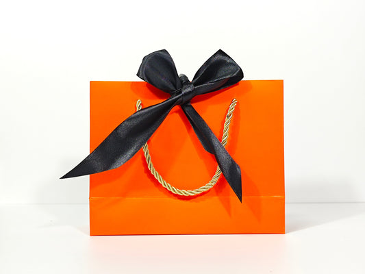C1 Hermes Orange Paper Gift Bag with Black ribbon