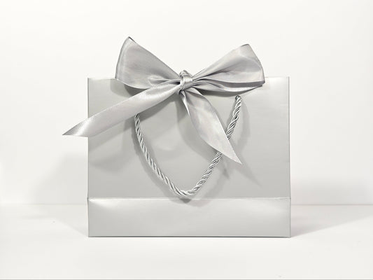 C1 Silver Paper Gift Bag with silver ribbon C1 19*15*7cm
