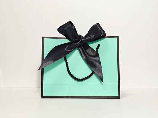 C1 Tiffany Blue Paper Gift Bag with Black Border and black ribbon C1 19*15*7cm