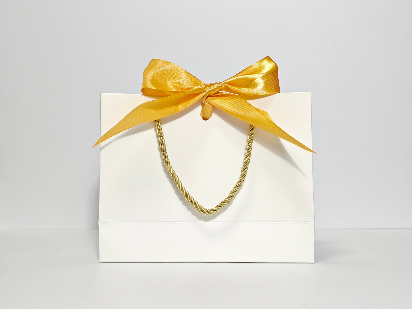 C1 White Paper Gift Bag with gold ribbon C1 19*15*7cm