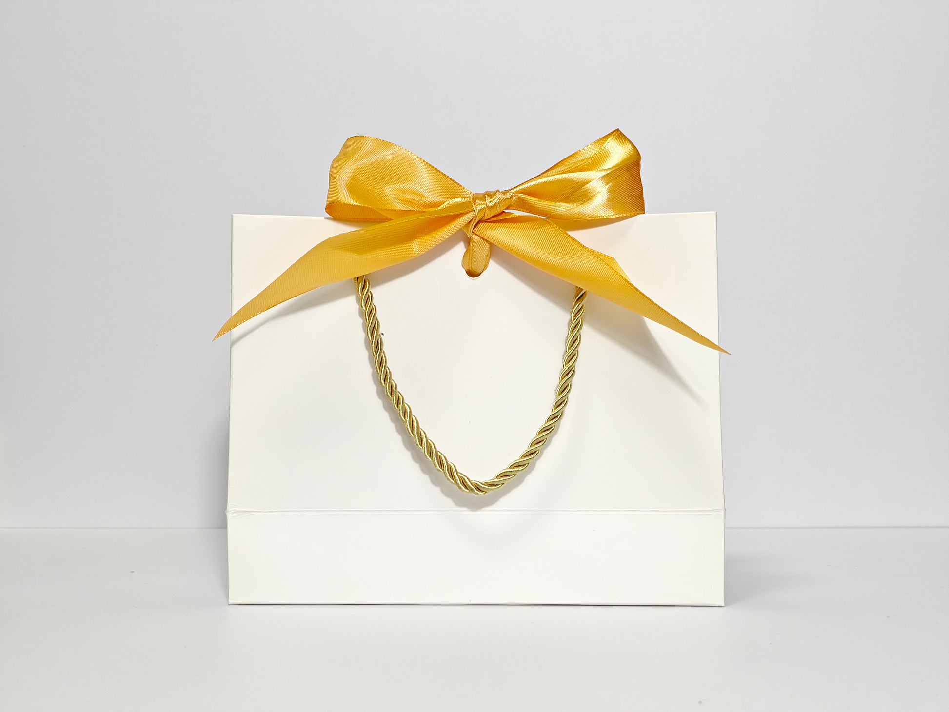 C1 White Paper Gift Bag with gold ribbon C1 19*15*7cm