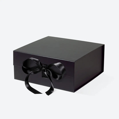 C5 Square Magnetic Gift Box Black with ribbon