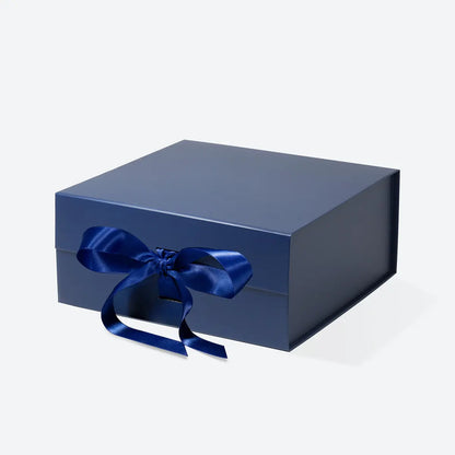 C5 Square Magnetic Gift Box Navy Blue with ribbon