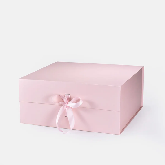 A3 Square Pink Magnetic Gift Box with Ribbon