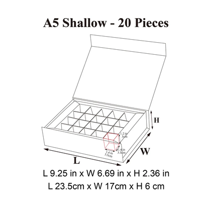 20-Piece/Cavity A5 Shallow Shallow Rigid Empty Chocolate Confectionery Packaging Box