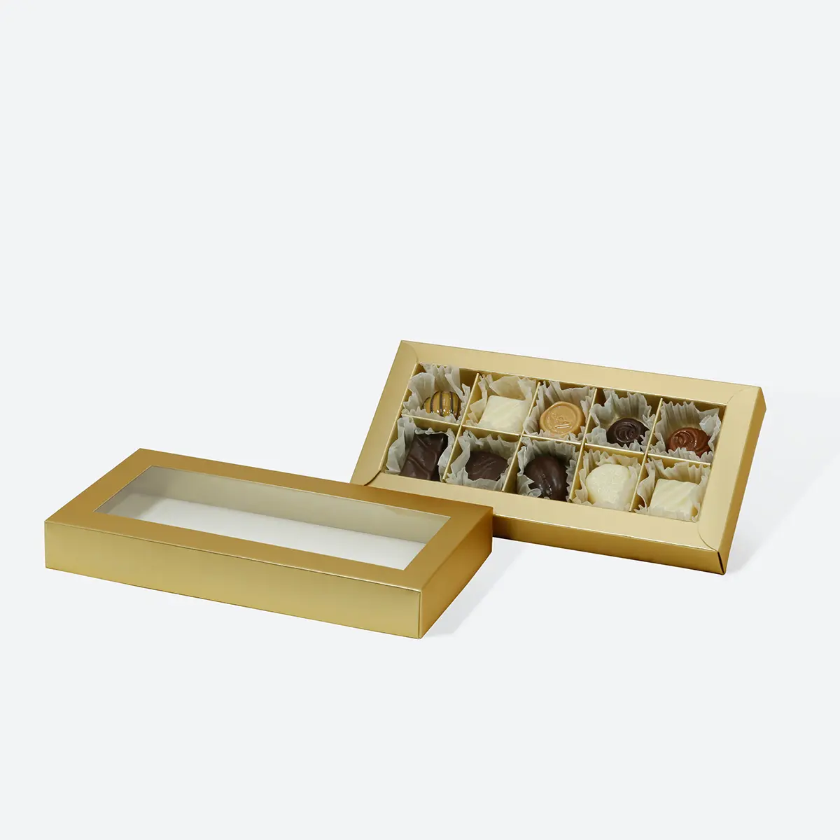 B6 Rectangle White/Black/Gold 10 Pieces Chocolate Confectionery Packaging Folding Carton