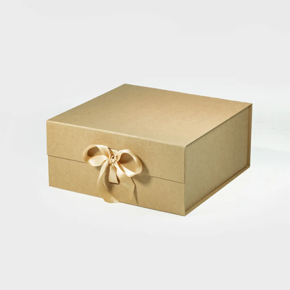 Medium Square Kraft Magnetic Gift Box with Ribbon