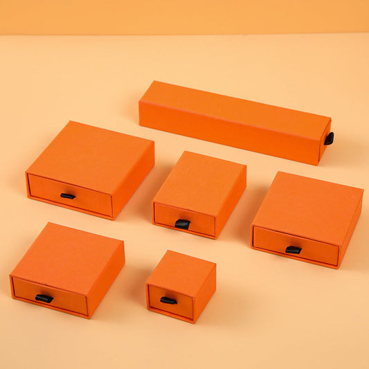Hermes Orange Drawer Gift Box with black flocking foam lining