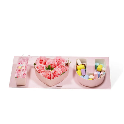 I Love You Shaped Gift Packaging Box with Window Pink