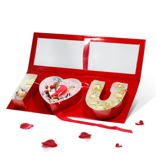 I Love You Shaped Gift Packaging Box with Window Red