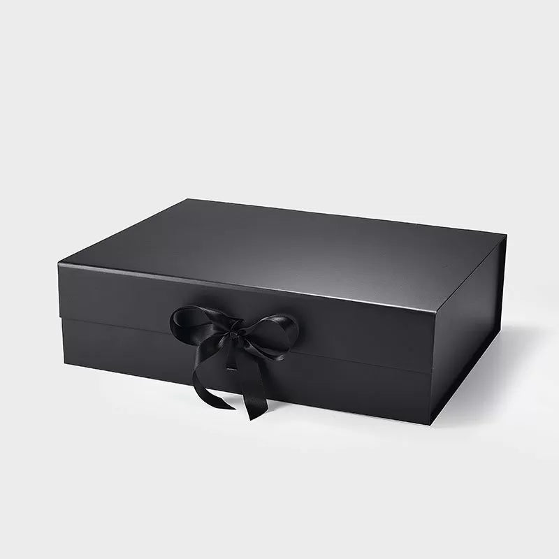 Large Magnetic Gift Box Black with ribbon