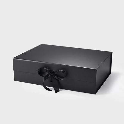 Large Magnetic Gift Box Black with ribbon
