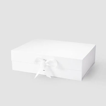 Large Magnetic Gift Box White with ribbon