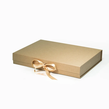 Large Shallow Magnetic Gift Box Kraft with ribbon