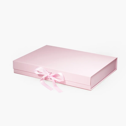 Large Shallow Magnetic Gift Box Pink with ribbon