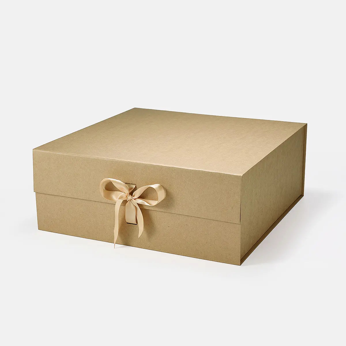 Large Square Magnetic Gift Box Kraft with ribbon