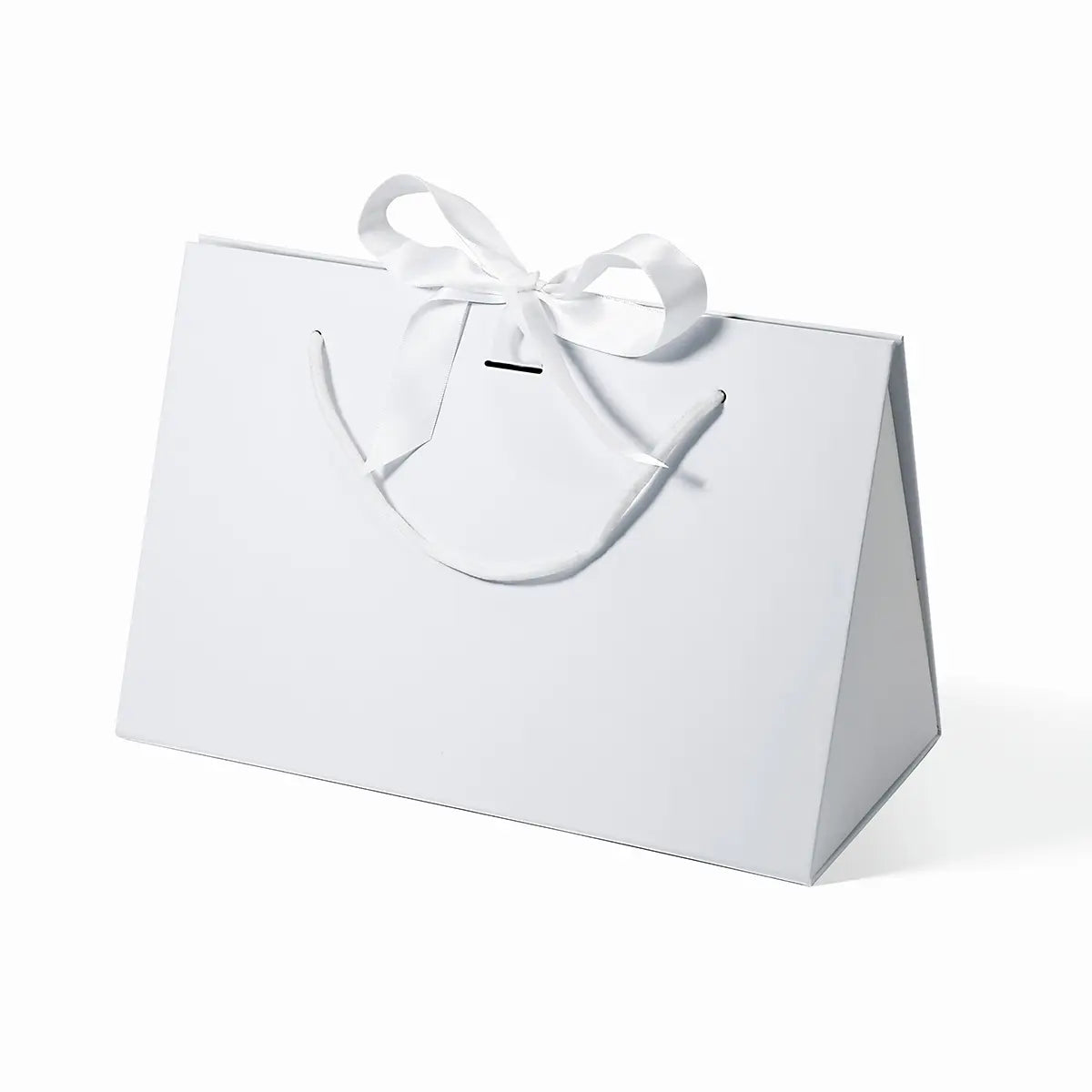 Large Triangle Shaped Gift Bag with Ribbon and Handle White
