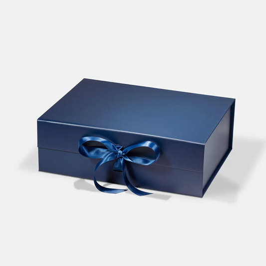 Medium Magnetic Gift Box Navy Blue with ribbon