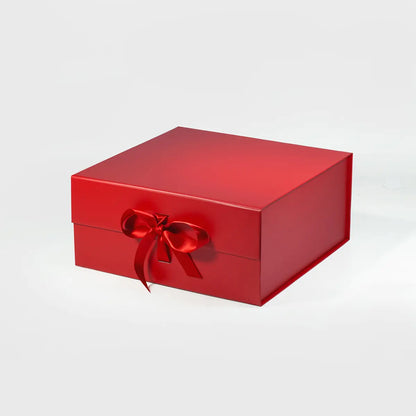 Medium Square Magnetic Gift Box Red with ribbon